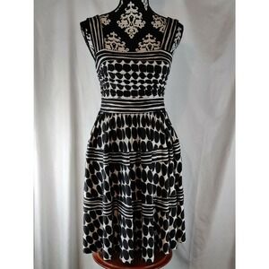 Nine West Womens Fit & Flare Dress Sleeveless Polka Dot‎ Black & White Size 6